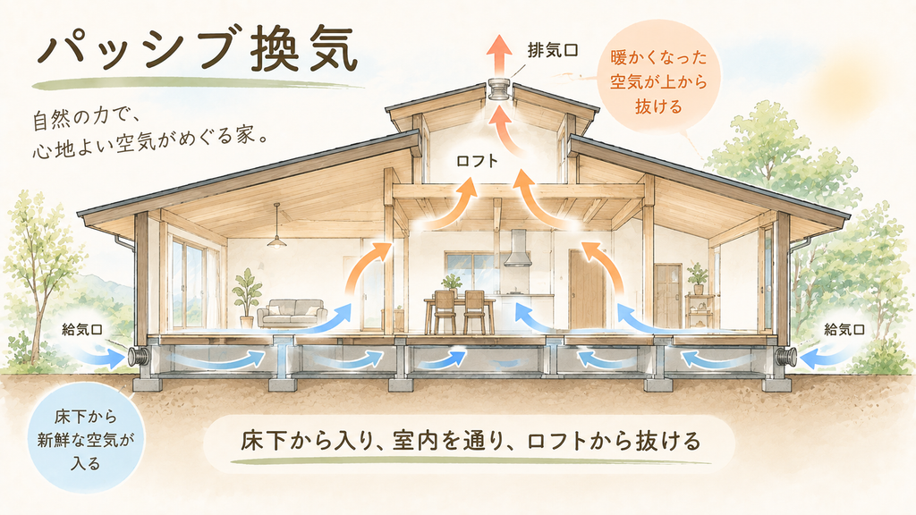 【機械に頼らないパッシブ換気】